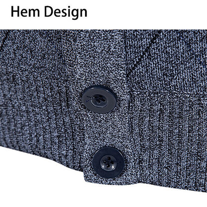 Outlined Argyle V-Neck Cardigan