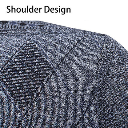 Outlined Argyle V-Neck Cardigan