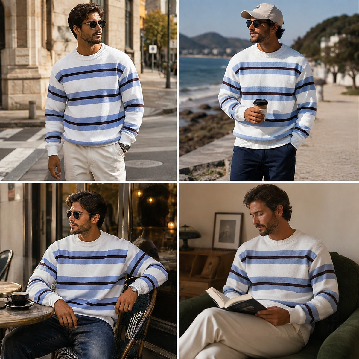 Layered Blue Stripe Sweater