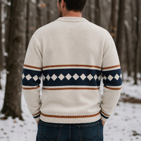 Diamond Border V-Neck Cardigan