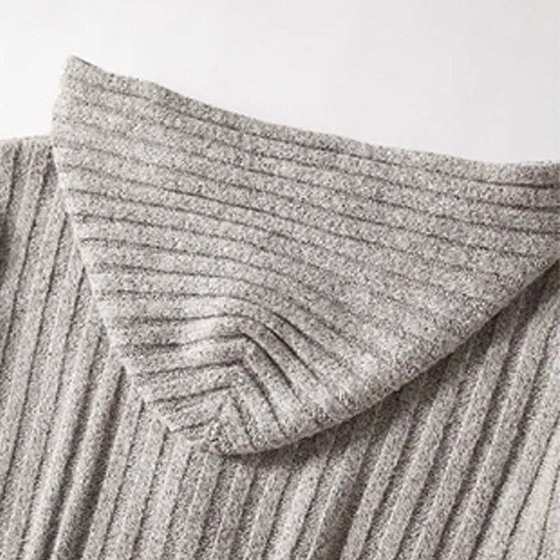 Hooded Cable Button Cardigan