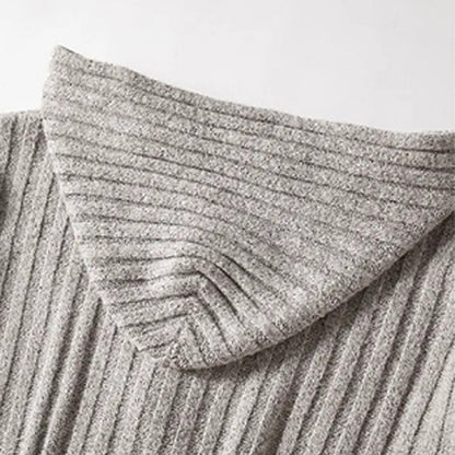 Hooded Cable Button Cardigan