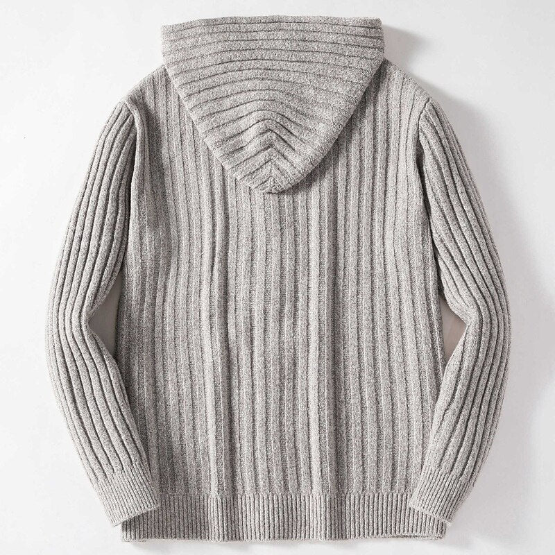 Hooded Cable Button Cardigan