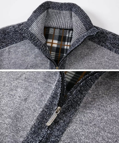 Contrast Collar Zip Cardigan
