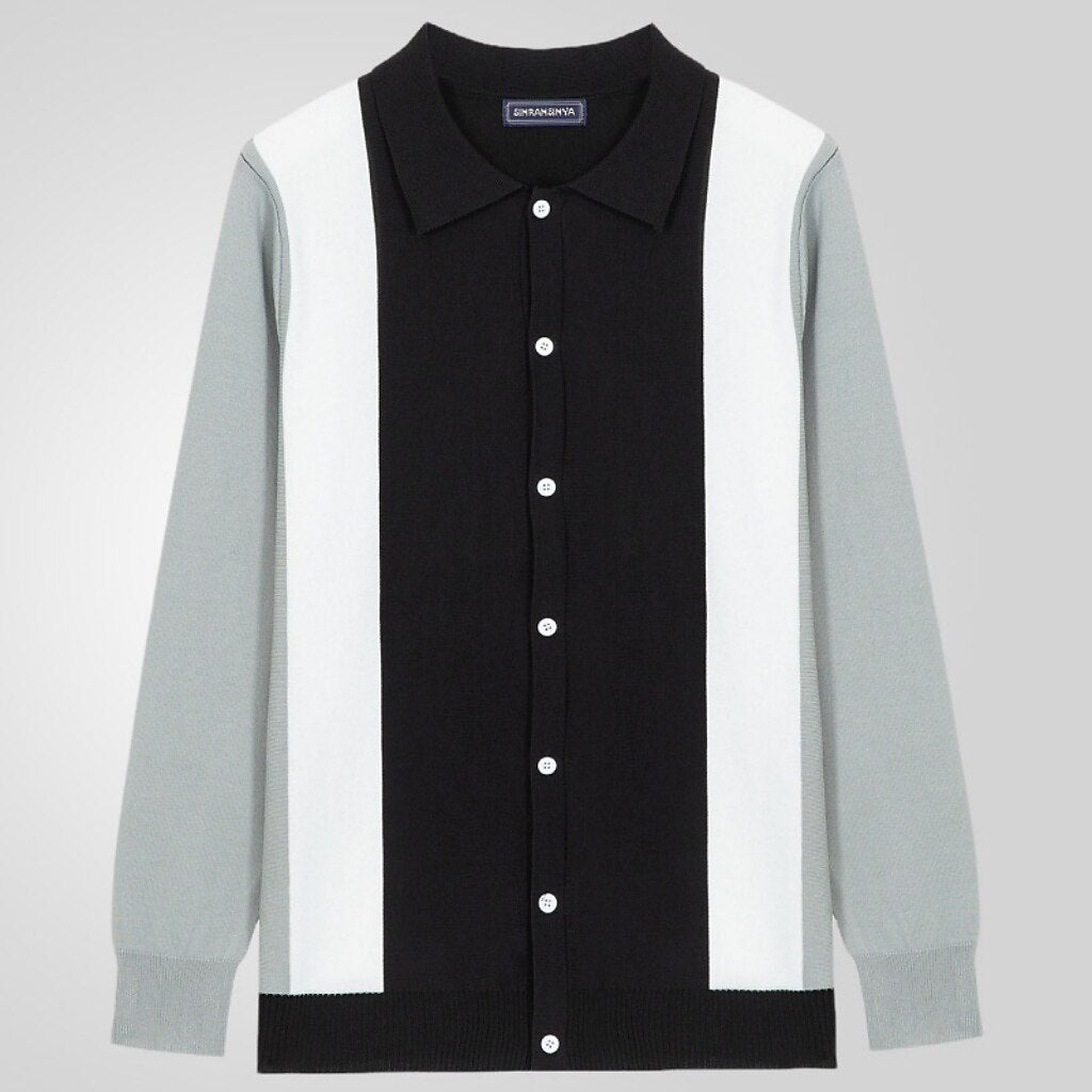 Contrast Sleeve Collar Cardigan
