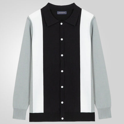 Contrast Sleeve Collar Cardigan