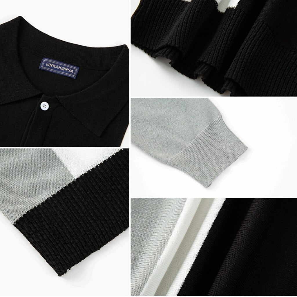 Contrast Sleeve Collar Cardigan