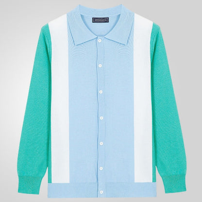 Contrast Sleeve Collar Cardigan