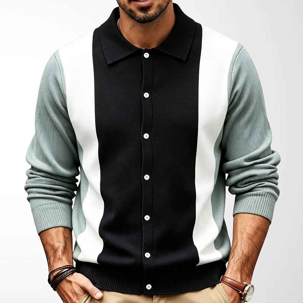 Contrast Sleeve Collar Cardigan