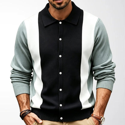 Contrast Sleeve Collar Cardigan