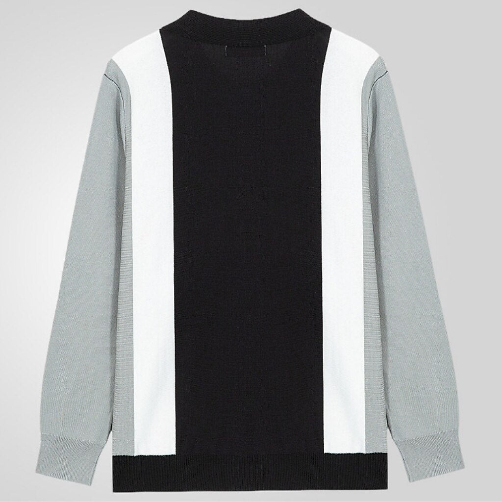 Contrast Sleeve Collar Cardigan