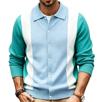 Contrast Sleeve Collar Cardigan