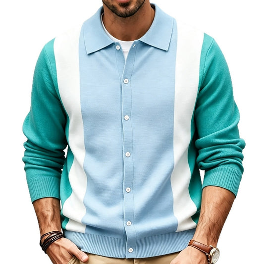 Contrast Sleeve Collar Cardigan
