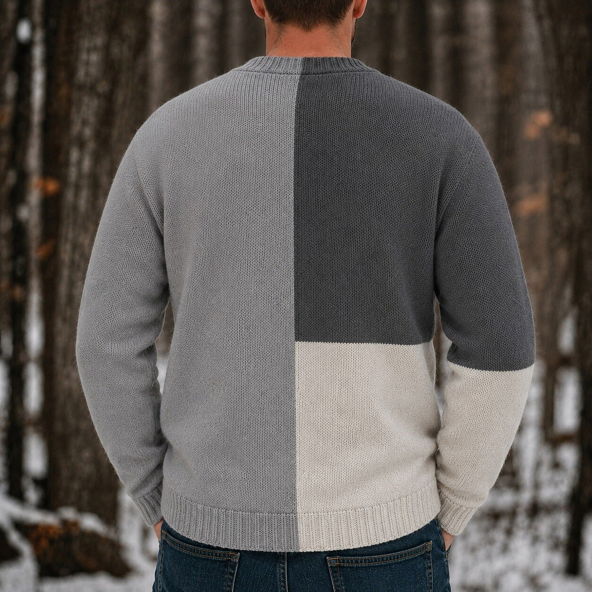 Two-Tone V-Neck Cardigan