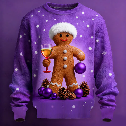 Gingerbread Wine Toast Christmas Sweater