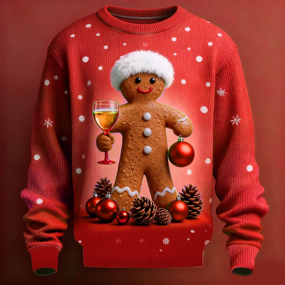 Gingerbread Wine Toast Christmas Sweater