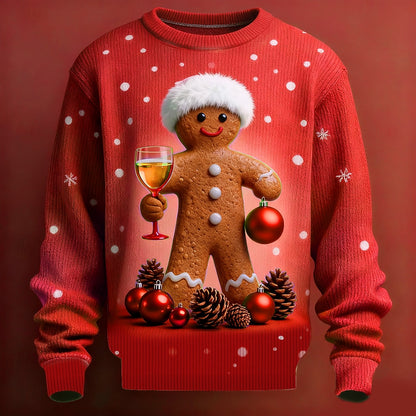 Gingerbread Wine Toast Christmas Sweater