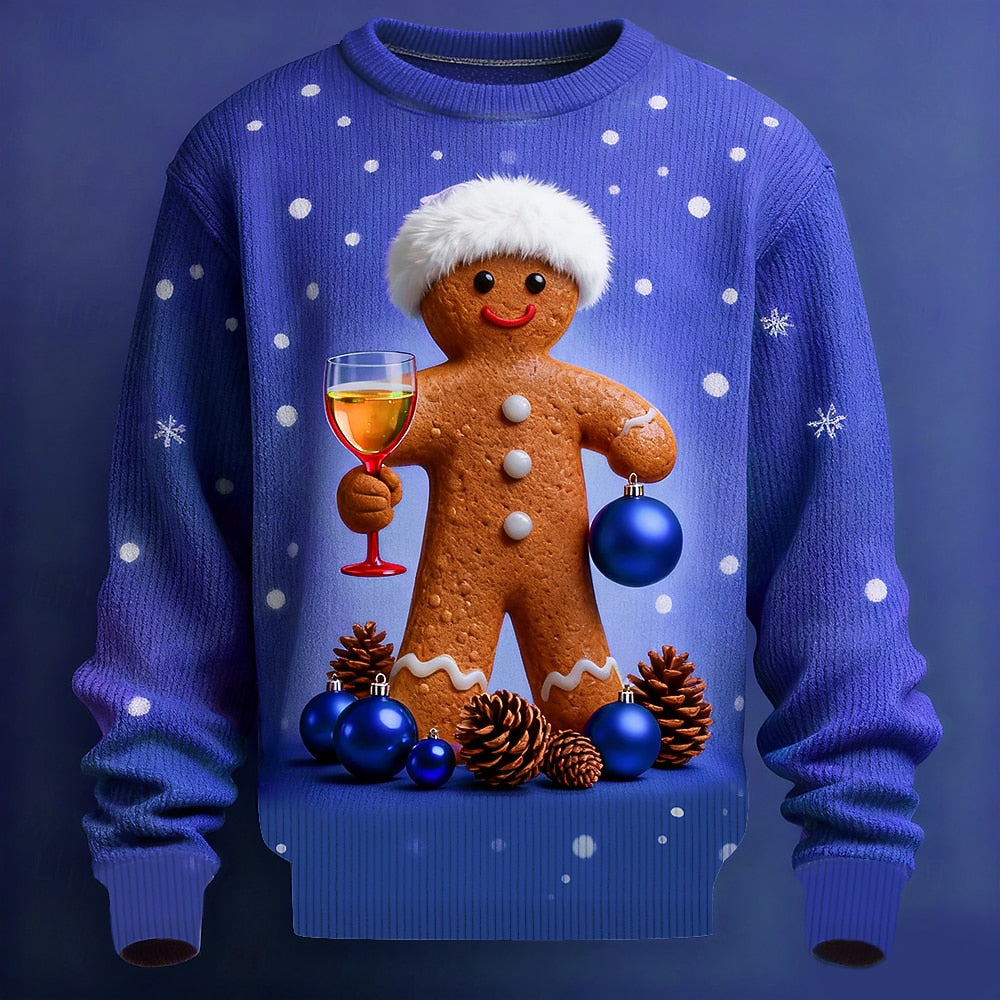 Gingerbread Wine Toast Christmas Sweater