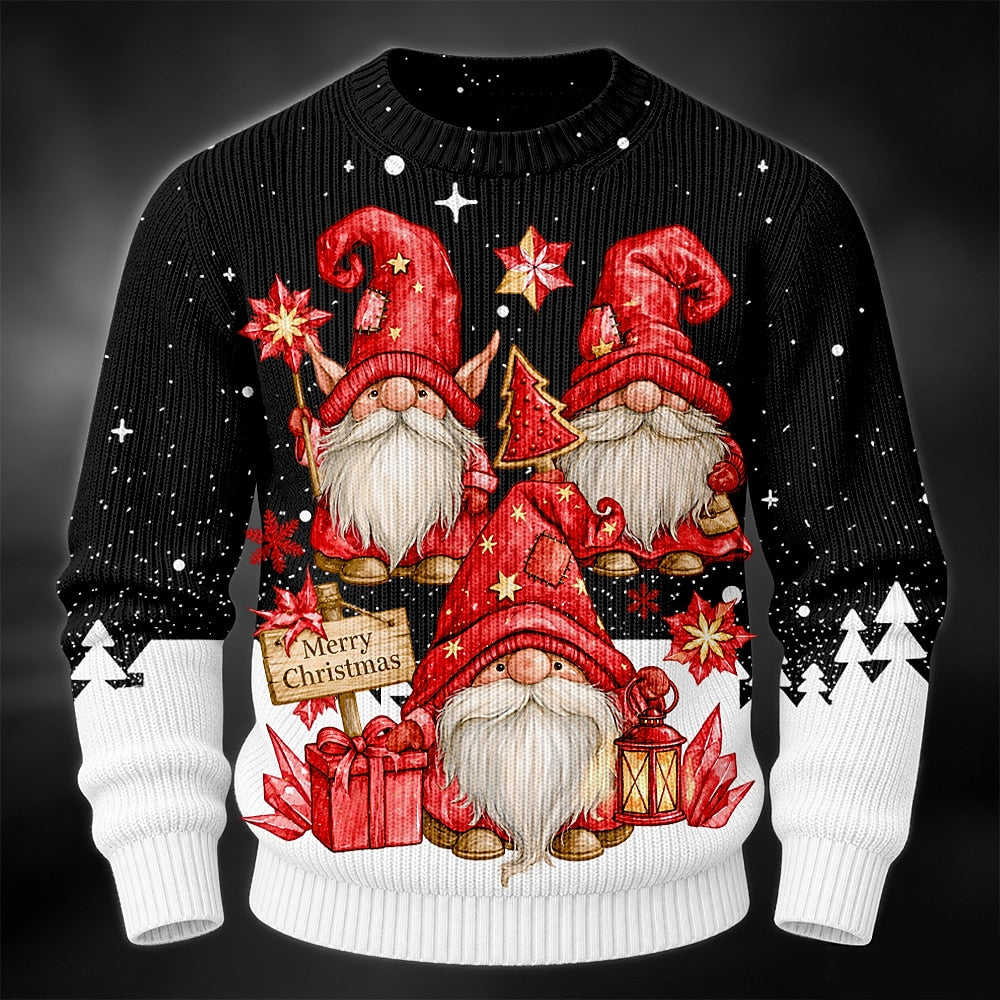 Festive Gnome Trio Christmas Sweater