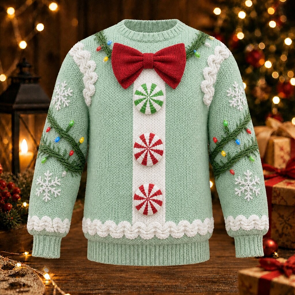 Gingerbread Bow Tie Christmas Sweater