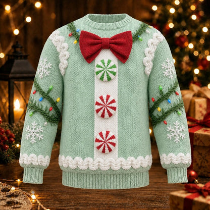 Gingerbread Bow Tie Christmas Sweater
