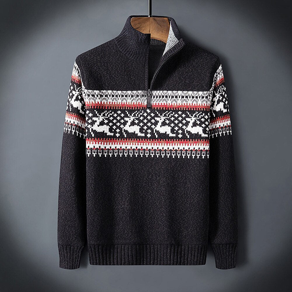 Reindeer Fair Isle Half-Zip Sweater