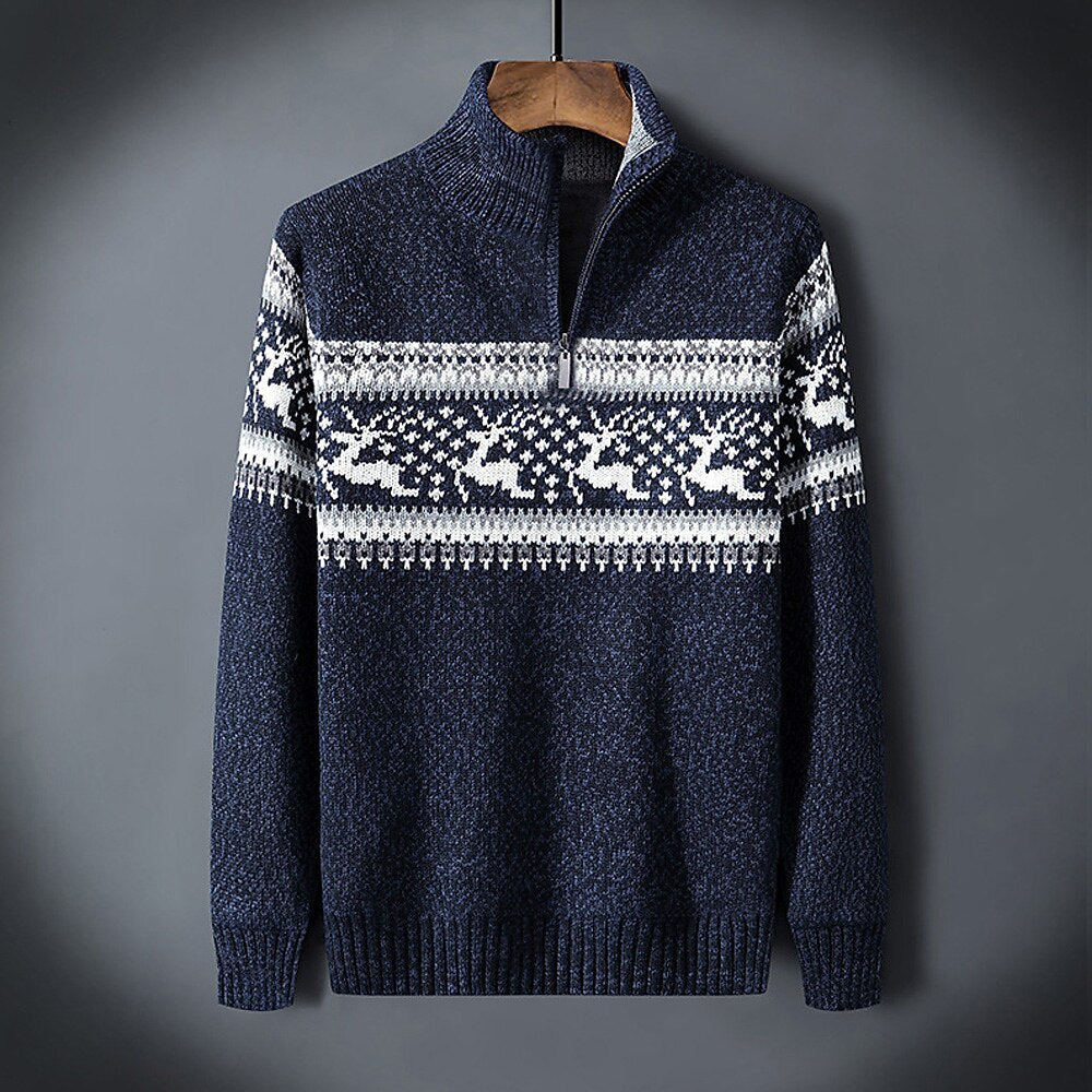 Reindeer Fair Isle Half-Zip Sweater