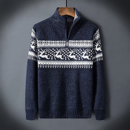 Reindeer Fair Isle Half-Zip Sweater