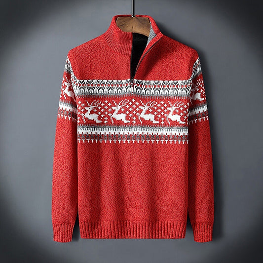 Reindeer Fair Isle Half-Zip Sweater