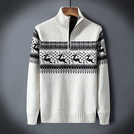 Reindeer Fair Isle Half-Zip Sweater