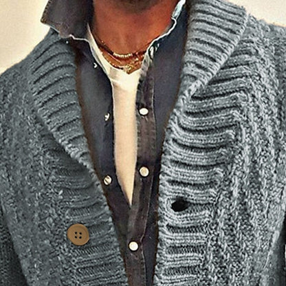 Mixed Stitch Lapel Cardigan