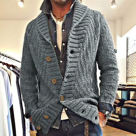 Mixed Stitch Lapel Cardigan