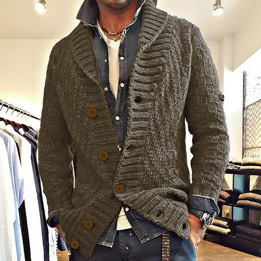 Mixed Stitch Lapel Cardigan