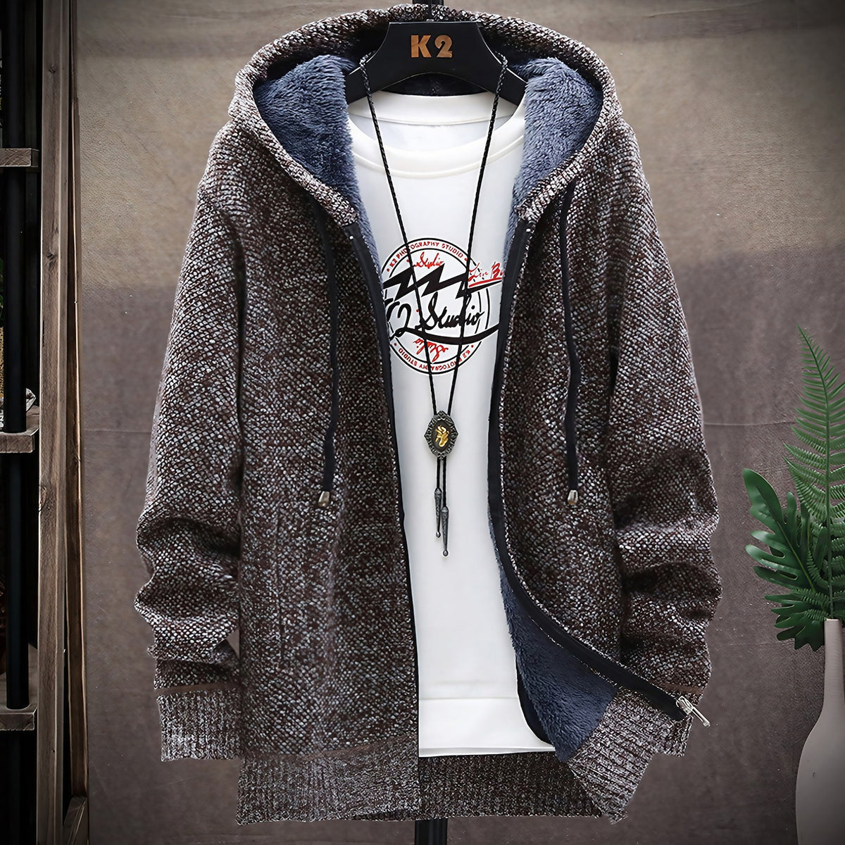 Marl Hooded Zip Cardigan