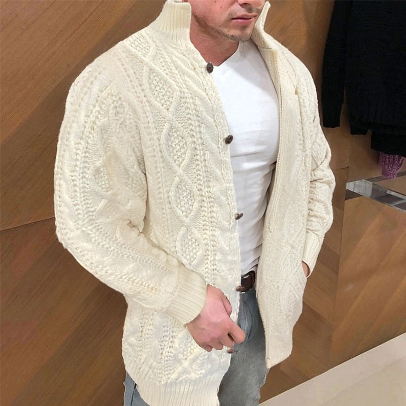 Diamond Cable Button Cardigan