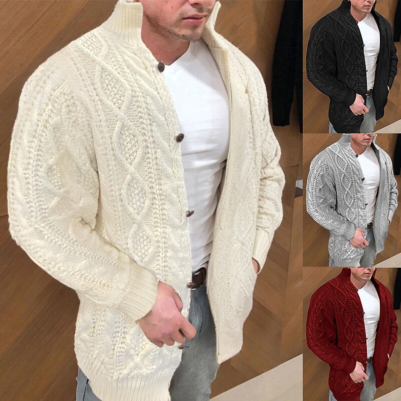 Diamond Cable Button Cardigan