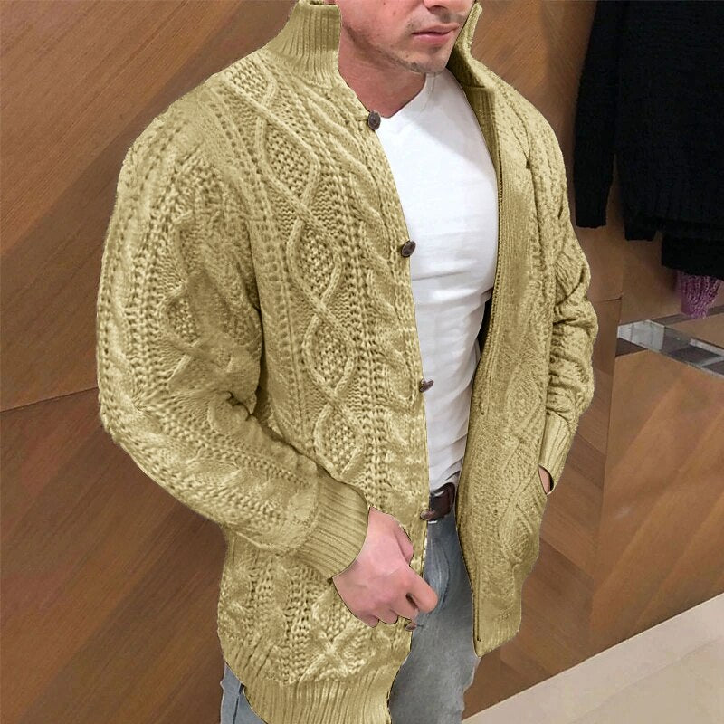 Diamond Cable Button Cardigan
