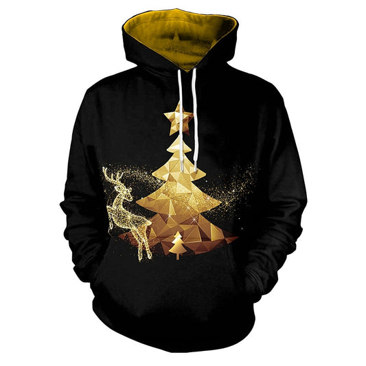 Golden Reindeer Tree Hoodie