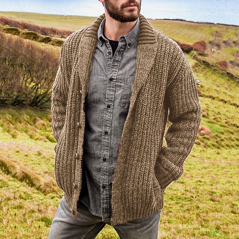Chunky Cable Lapel Cardigan