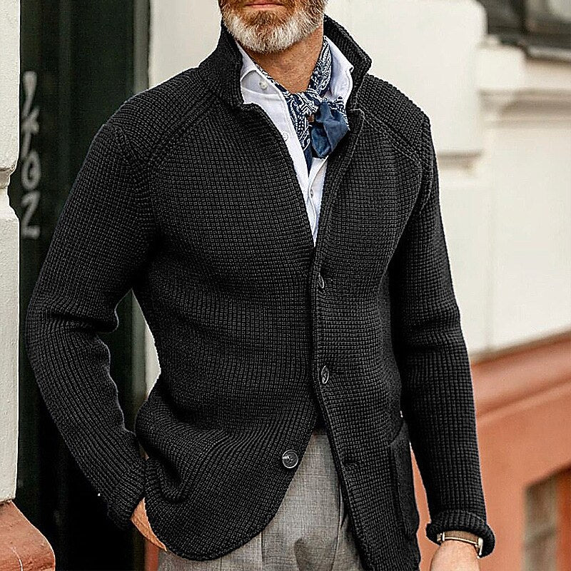 Waffle Texture Knit Blazer Cardigan