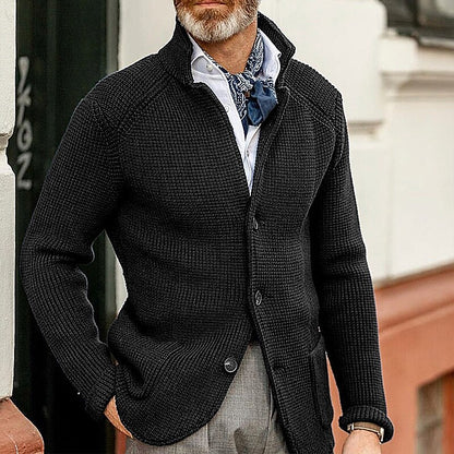 Waffle Texture Knit Blazer Cardigan