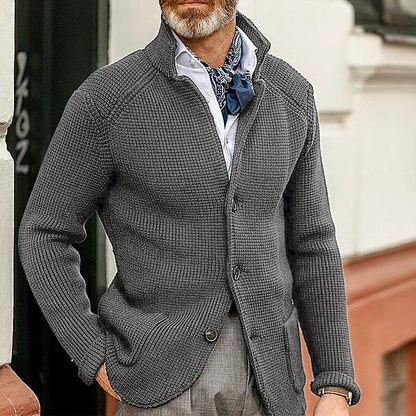 Waffle Texture Knit Blazer Cardigan
