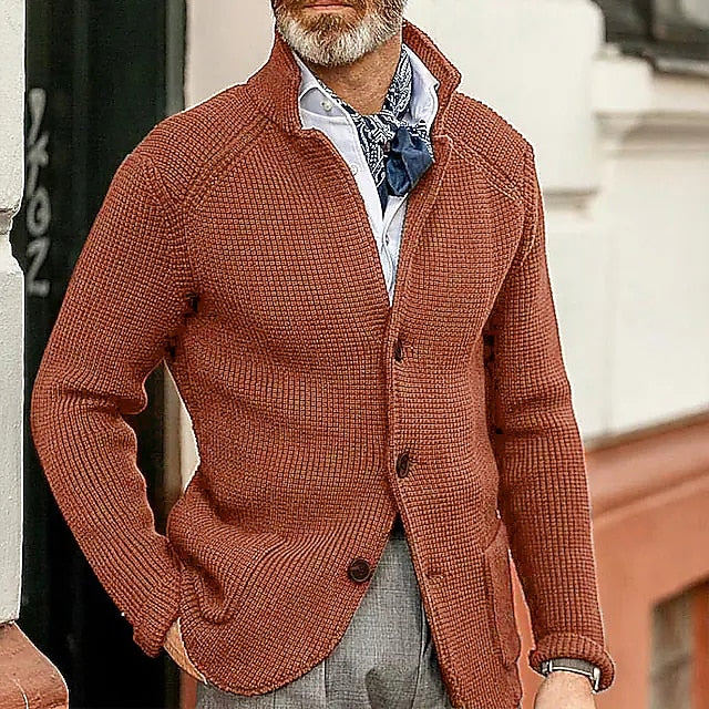 Waffle Texture Knit Blazer Cardigan