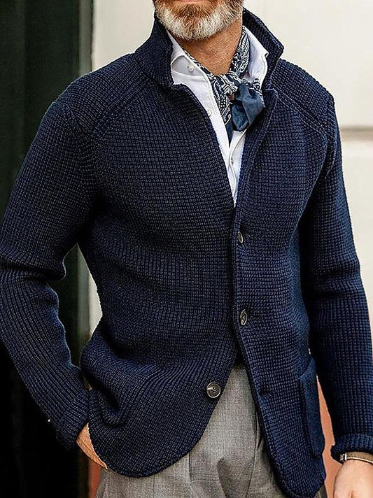 Waffle Texture Knit Blazer Cardigan