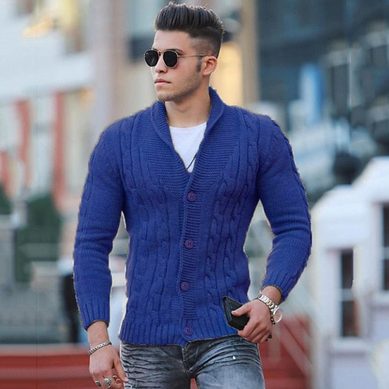 Wave Cable Button Cardigan