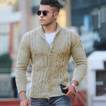 Wave Cable Button Cardigan