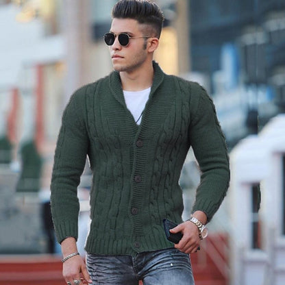 Wave Cable Button Cardigan