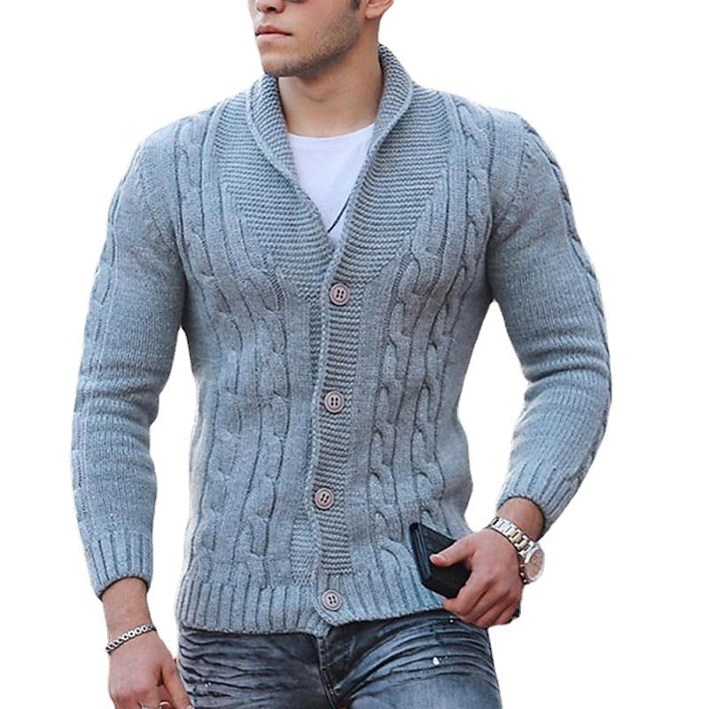 Wave Cable Button Cardigan