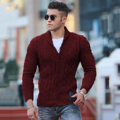 Wave Cable Button Cardigan