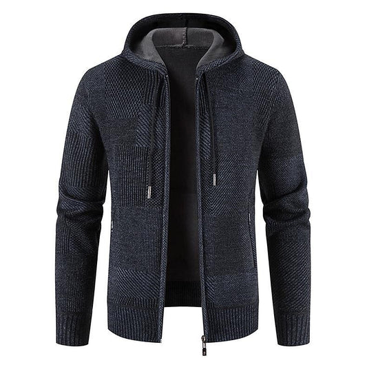 Waffle Hooded Zip Cardigan